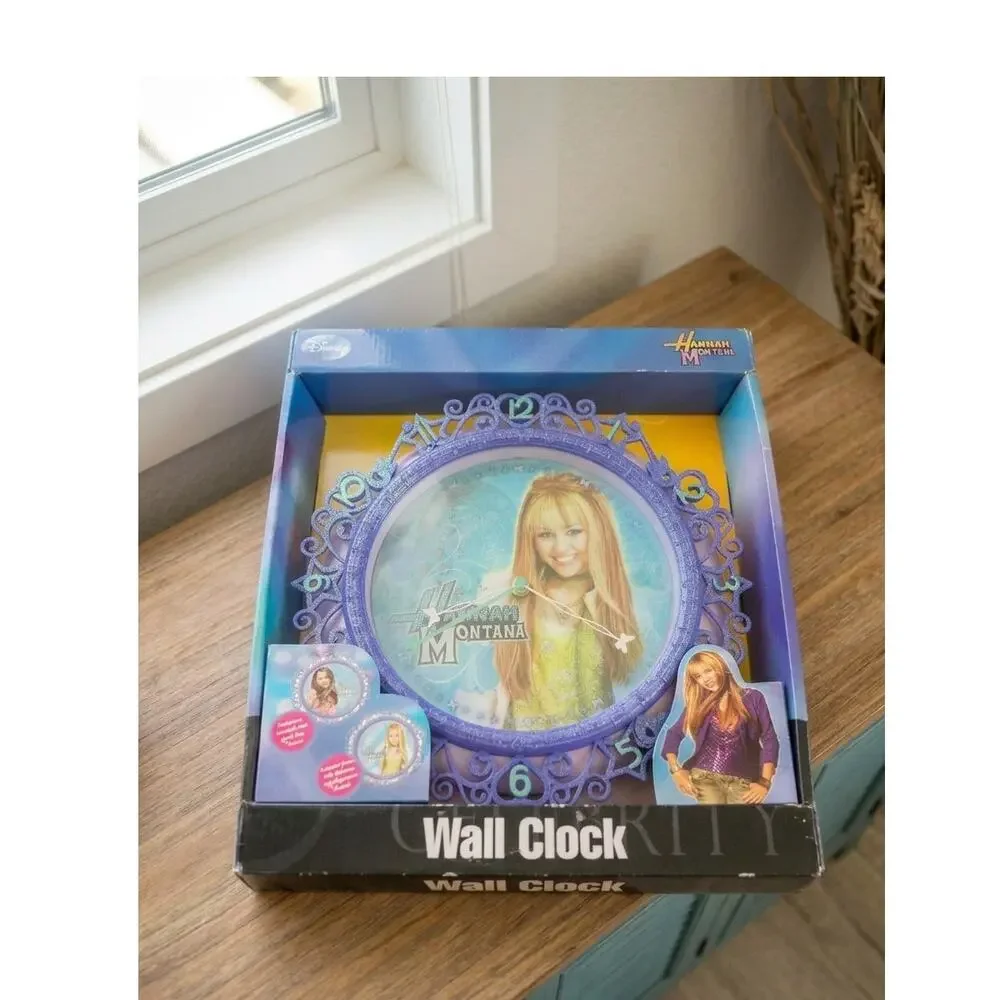 Vintage Disney Hannah Montana Round Celebrity Wall Clock 🎸 2000s Pop Culture